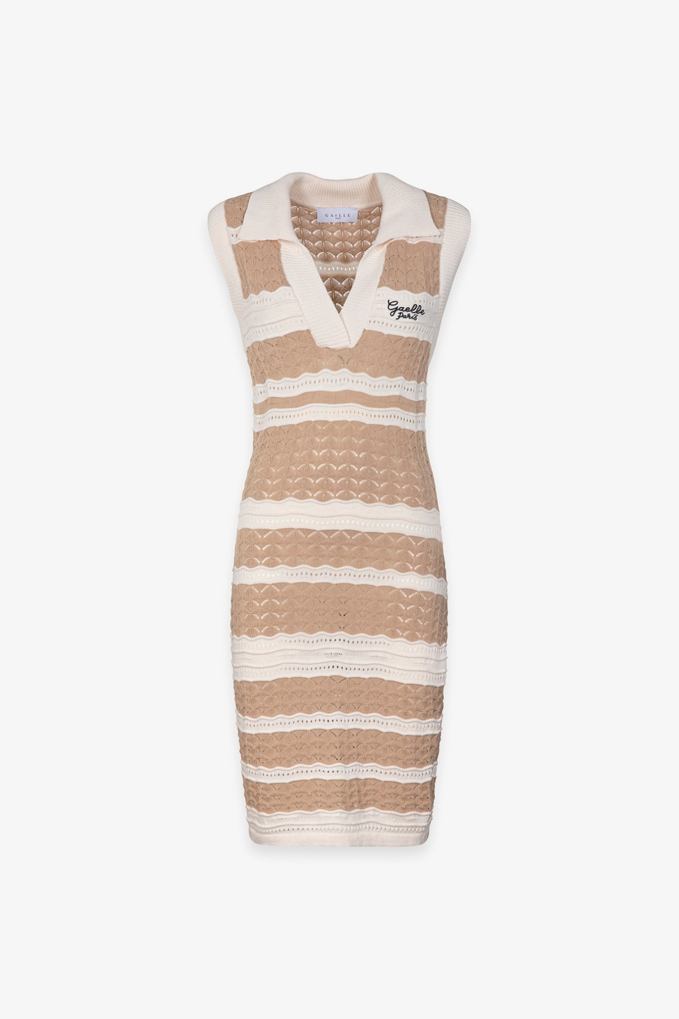 Abito In Maglia Collo Polo • Beige - Gaëlle Paris