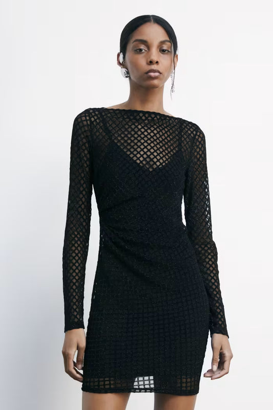 patrizia Pepe Abito mini stretch con dettagli glitter