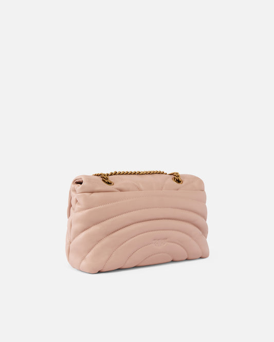 Pinko Borsa a tracolla grande Love Bag Puff trapunta farfalla rosa toast
