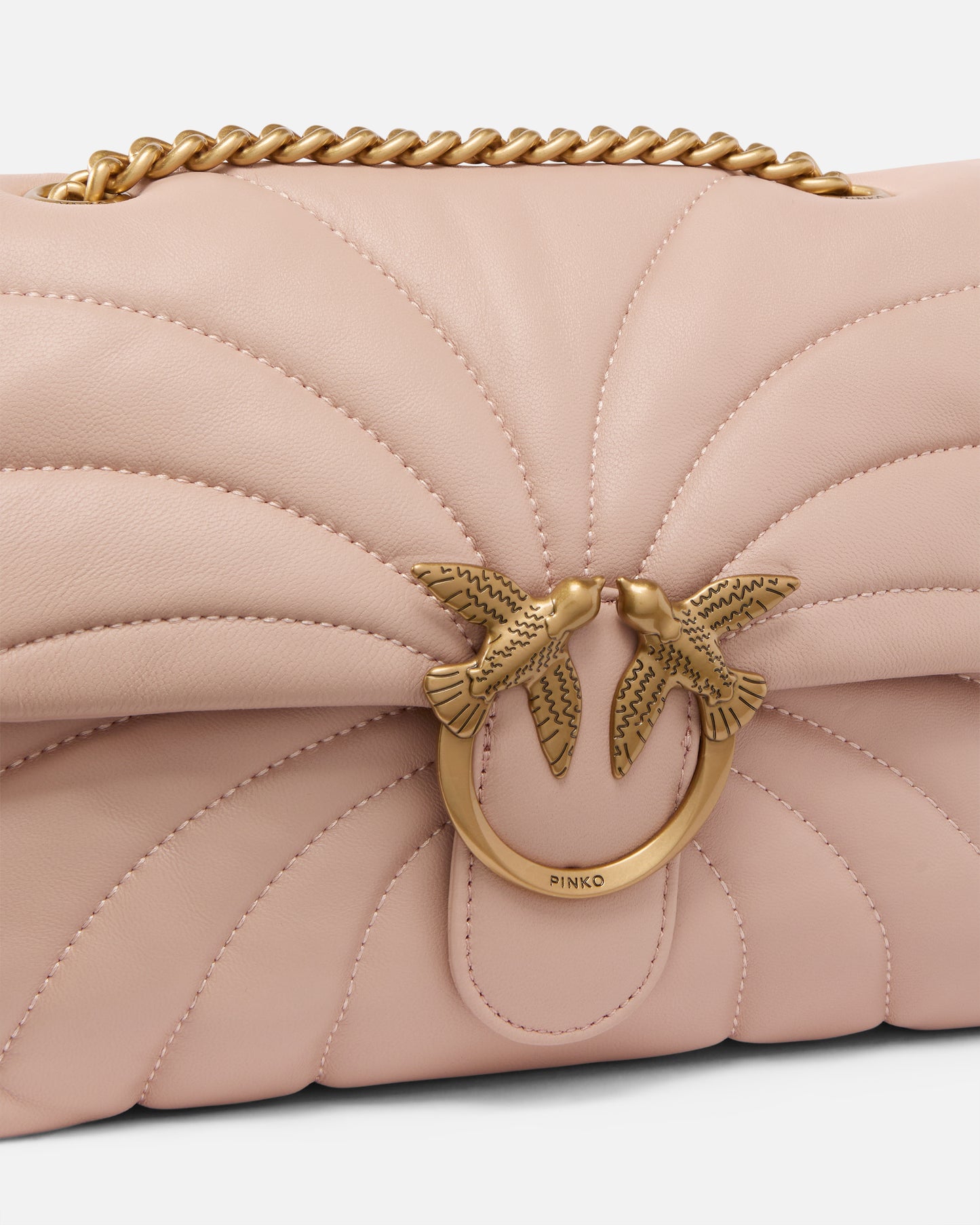 Pinko Borsa a tracolla grande Love Bag Puff trapunta farfalla rosa toast