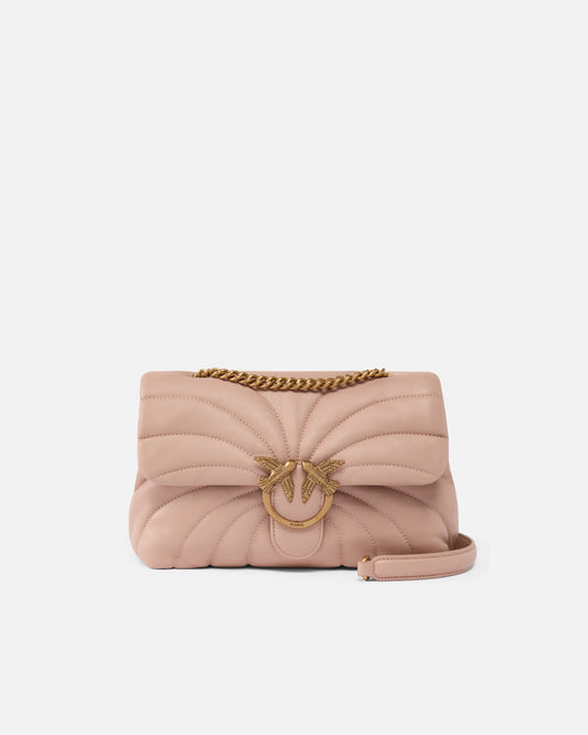 Pinko Borsa a tracolla grande Love Bag Puff trapunta farfalla rosa toast
