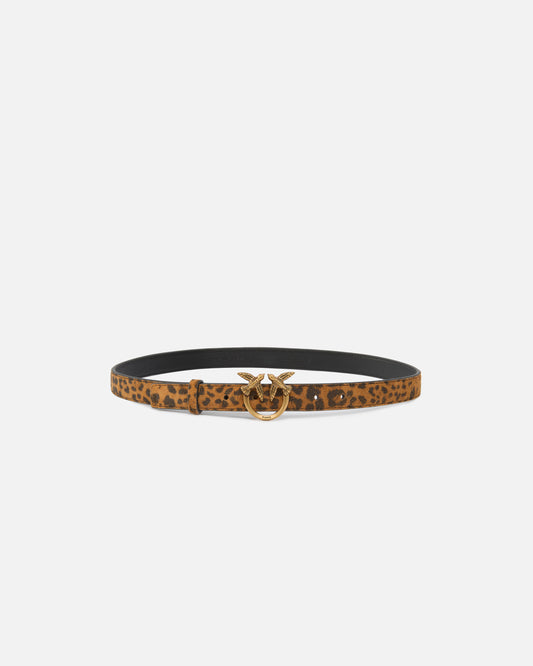 Pinko Cintura con stampa leopardata e fibbia Love Birds 2 cm