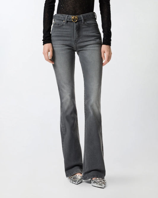 Pinko Jeans a zampa in denim grigio Flora