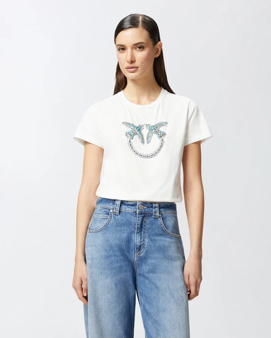 Pinko T-shirt logo Love Birds decorato Quentin