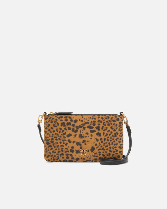 Pinko Bustina piccola a tracolla in suede leopardato