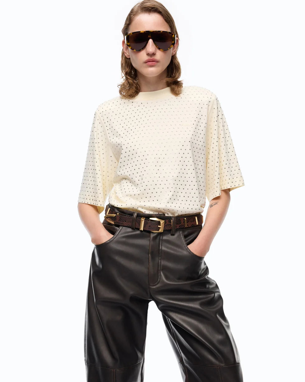 Pinko T-shirt con strass e logo Niamey