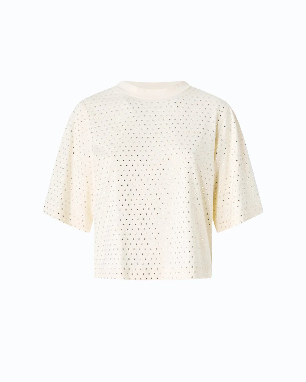 Pinko T-shirt con strass e logo Niamey