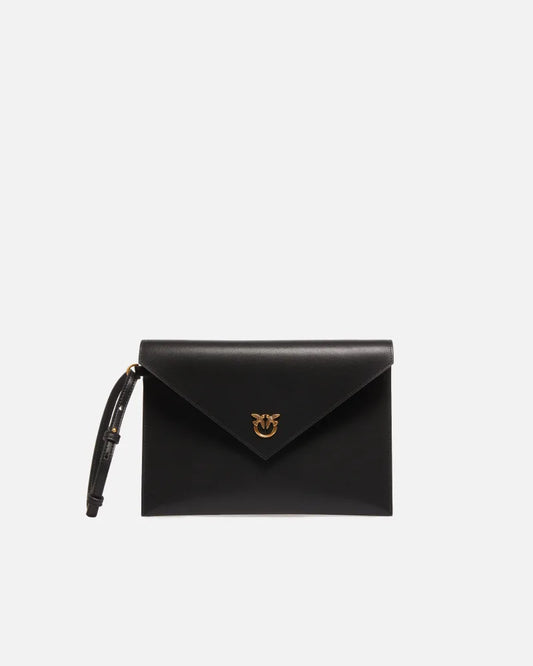 Pinko Pochette a mano in pelle con logo Love Birds Flat