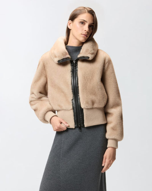 Pinko Bomber in tessuto effetto pelliccia Bagels