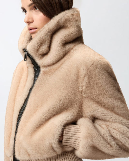 Pinko Bomber in tessuto effetto pelliccia Bagels