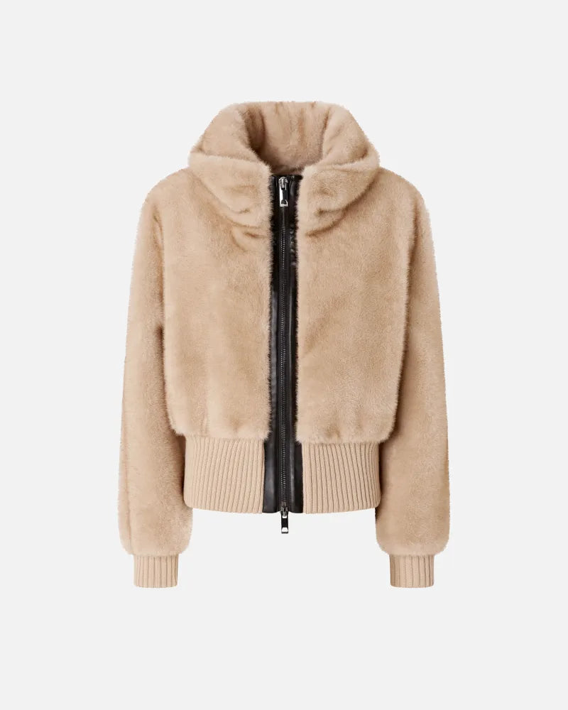 Pinko Bomber in tessuto effetto pelliccia Bagels