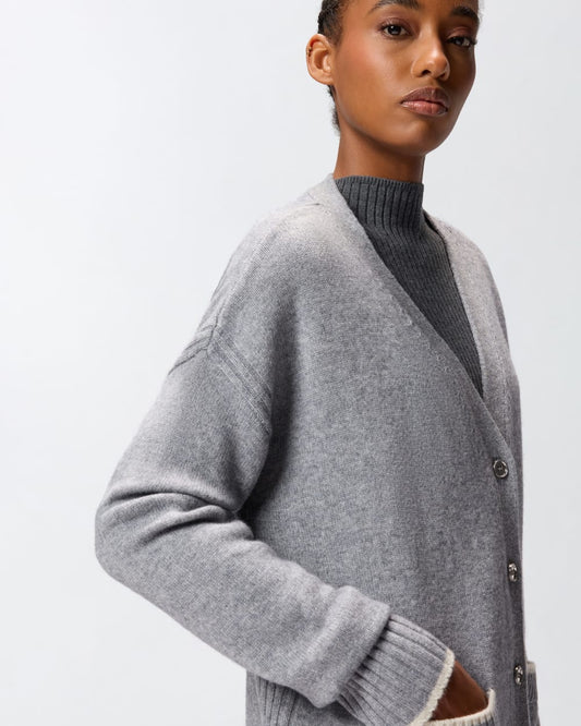 Pinko Cardigan lungo con scollo a V grigio Tasmania