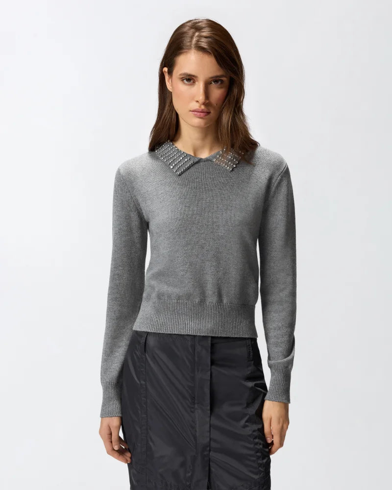 Pinko Maglia con colletto e strass Ventotene