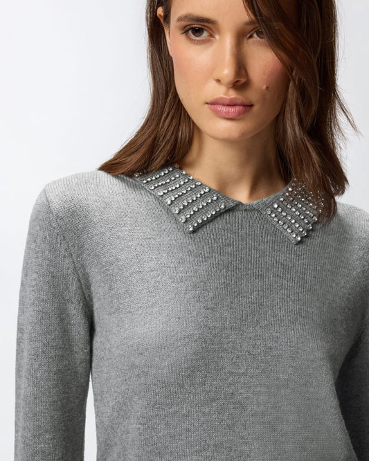 Pinko Maglia con colletto e strass Ventotene
