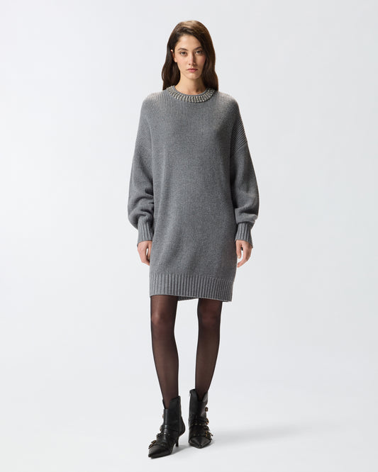 Pinko Abito in maglia con collo strass Ask grigio