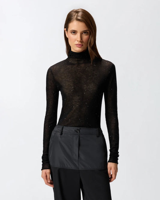 Pinko Maglia aderente a collo alto con micro paillettes Moss