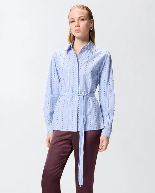 Pinko Camicia a righe con decorazione gioiello Carley