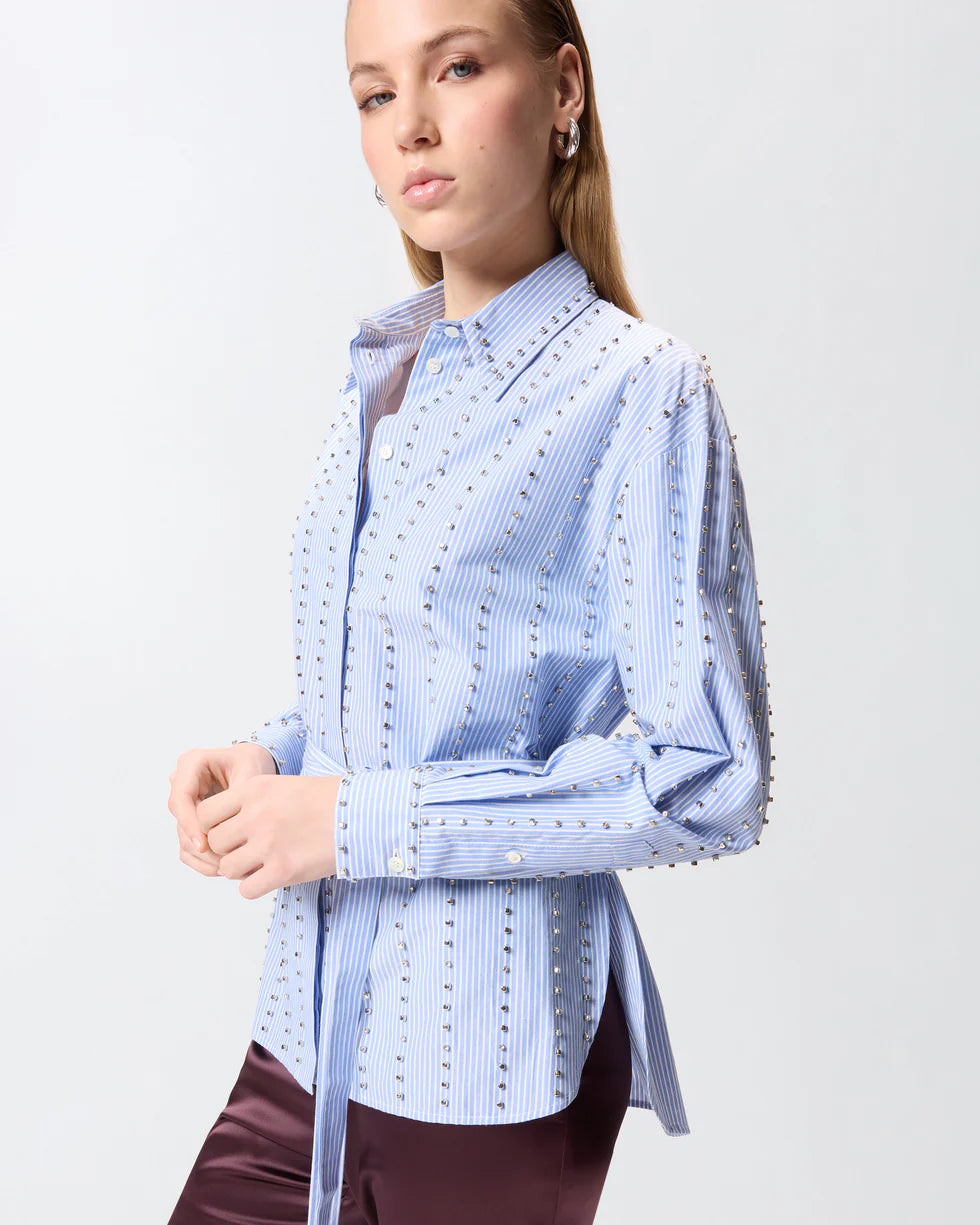 Pinko Camicia a righe con decorazione gioiello Carley