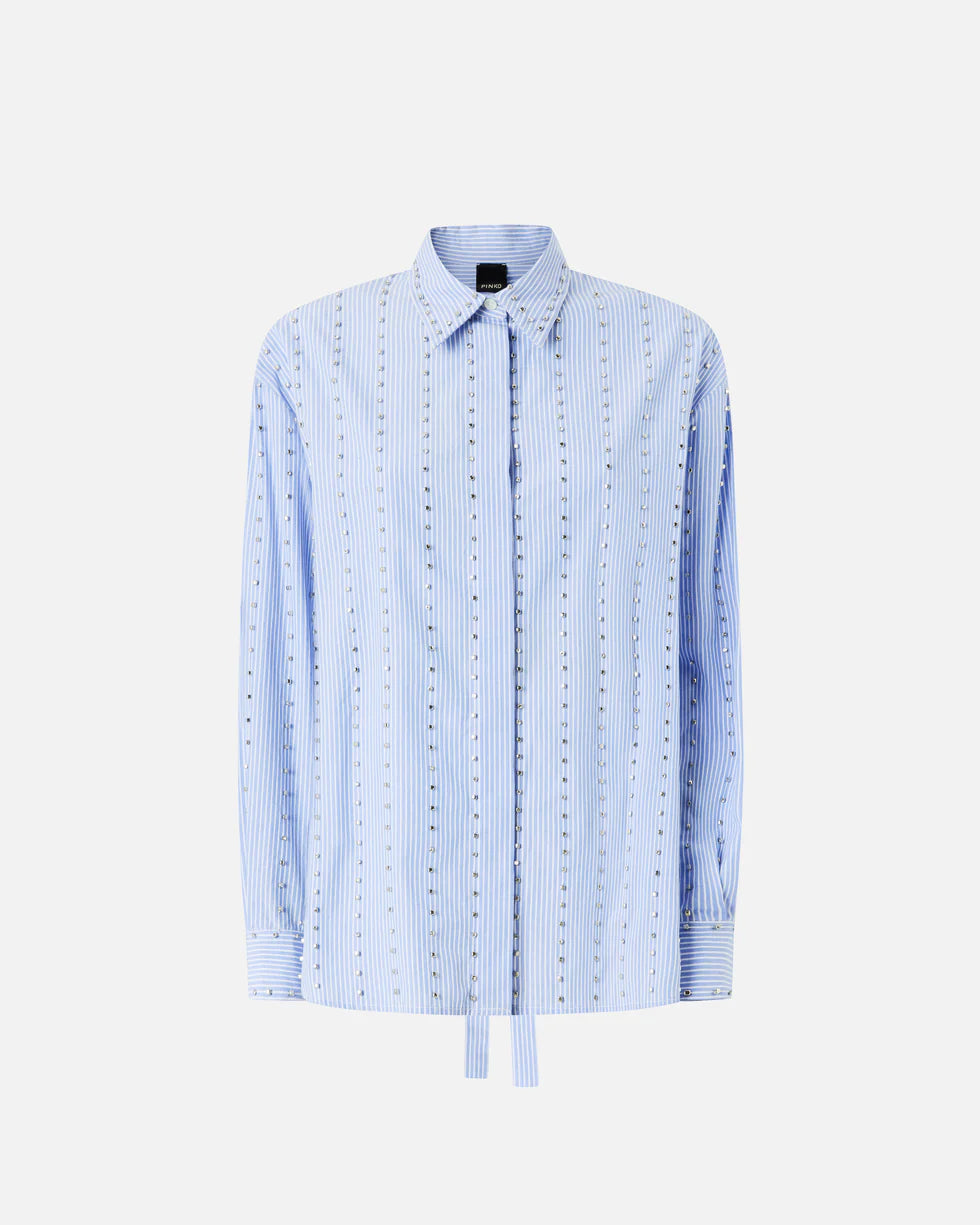 Pinko Camicia a righe con decorazione gioiello Carley