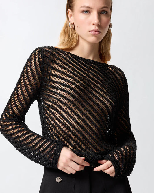 Pinko Maglia effetto uncinetto con paillettes Faglia