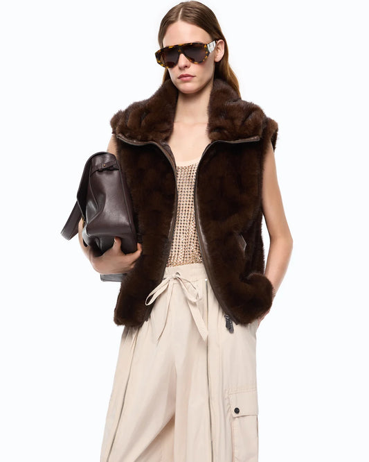 Pinko Gilet effetto pelliccia con zip Glossinia