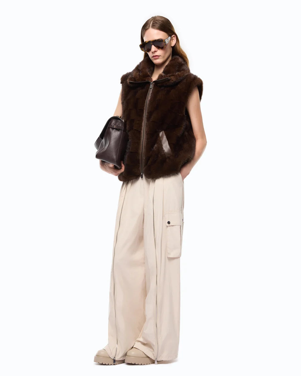 Pinko Gilet effetto pelliccia con zip Glossinia