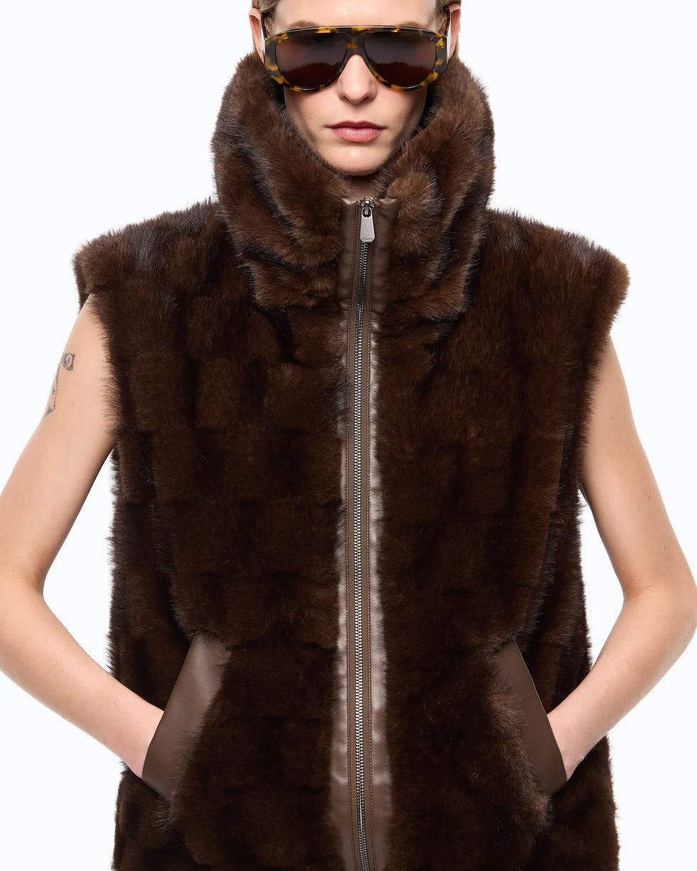Pinko Gilet effetto pelliccia con zip Glossinia