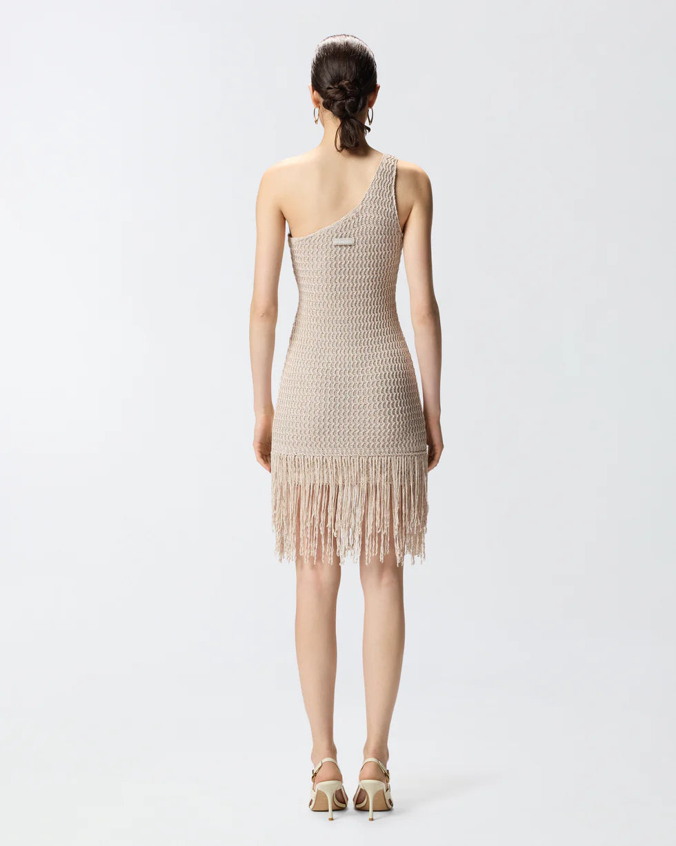 Pinko Abito corto monospalla con frange