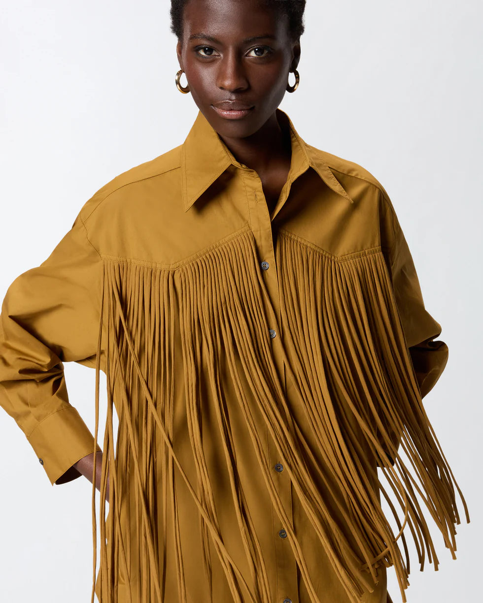 Pinko Abito corto chemisier con frange