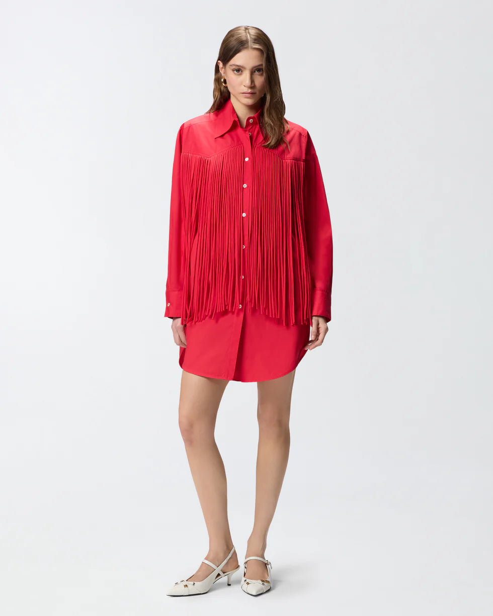 Pinko Abito corto chemisier con frange