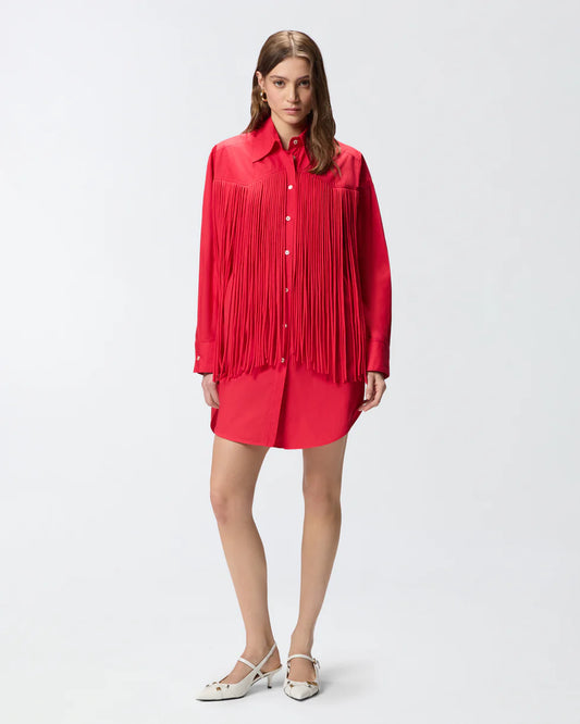 Pinko Abito corto chemisier con frange