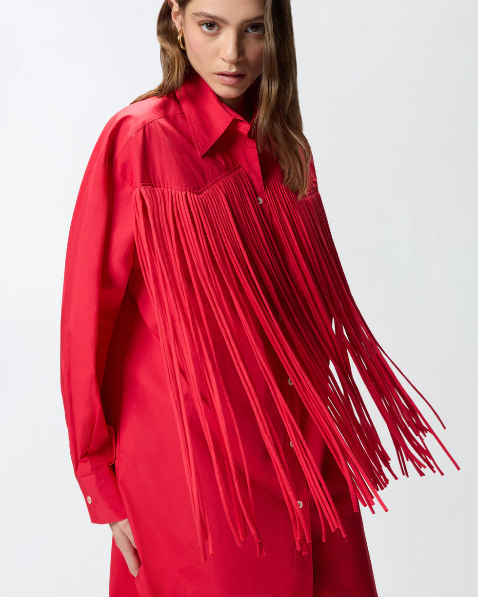 Pinko Abito corto chemisier con frange