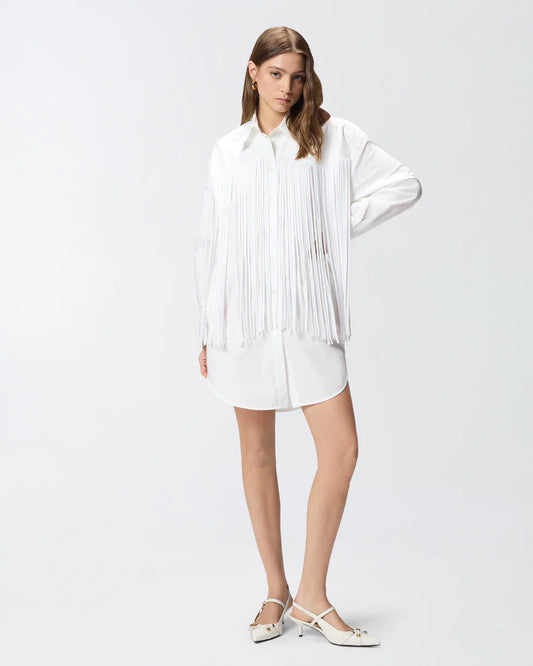 Pinko Abito corto chemisier con frange