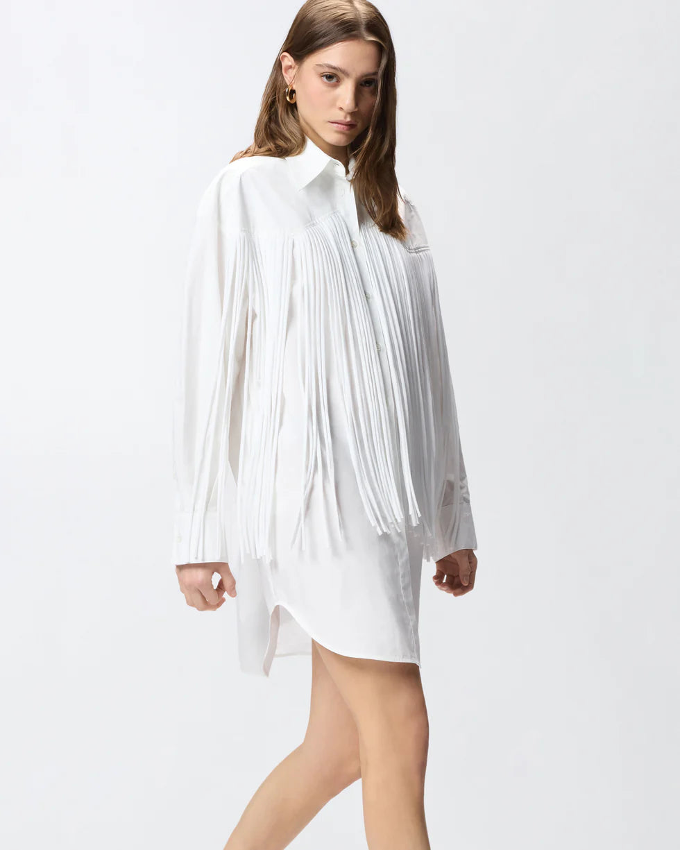 Pinko Abito corto chemisier con frange