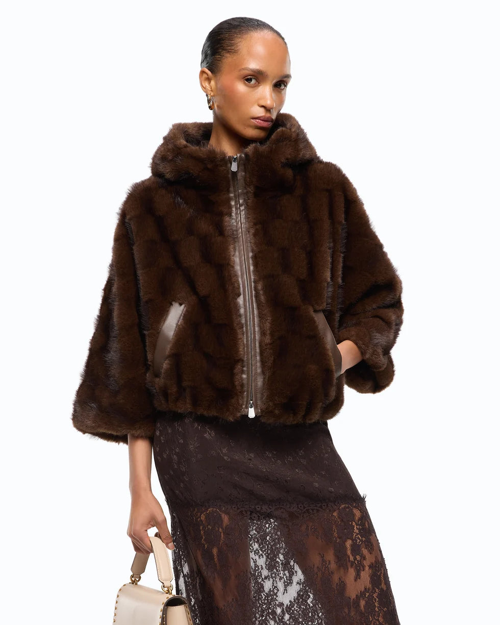 Pinko Giacca blouson effetto pelliccia con cappuccio Cadetia