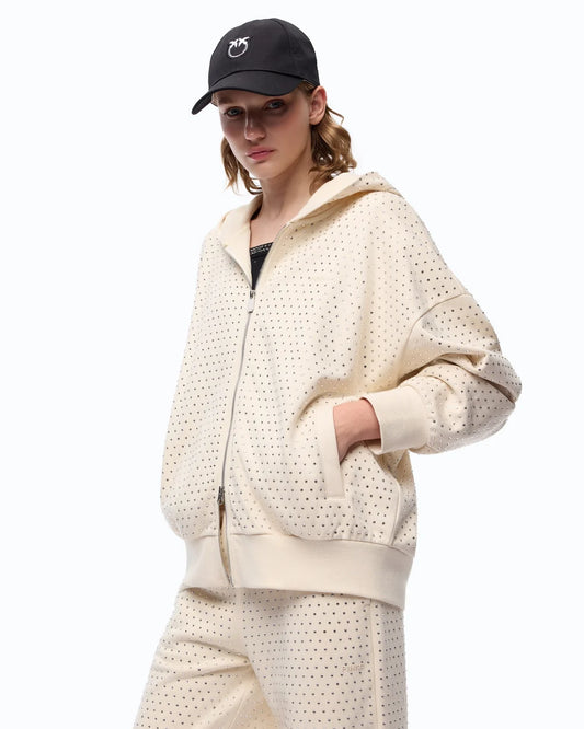Pinko Felpa full strass con zip e cappuccio Lugano