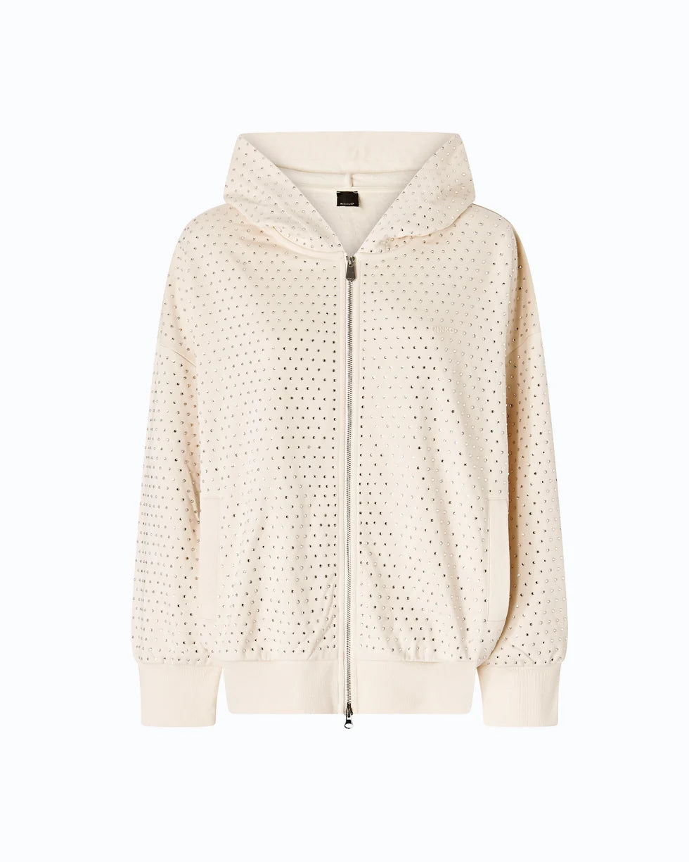 Pinko Felpa full strass con zip e cappuccio Lugano