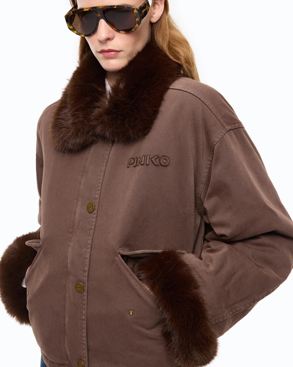 Pinko Caban in cotone con dettagli effetto pelliccia Garlate