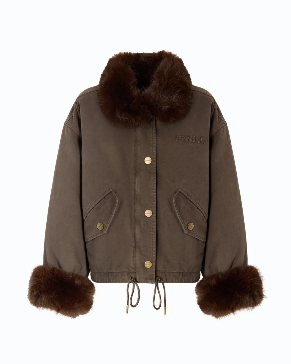 Pinko Caban in cotone con dettagli effetto pelliccia Garlate