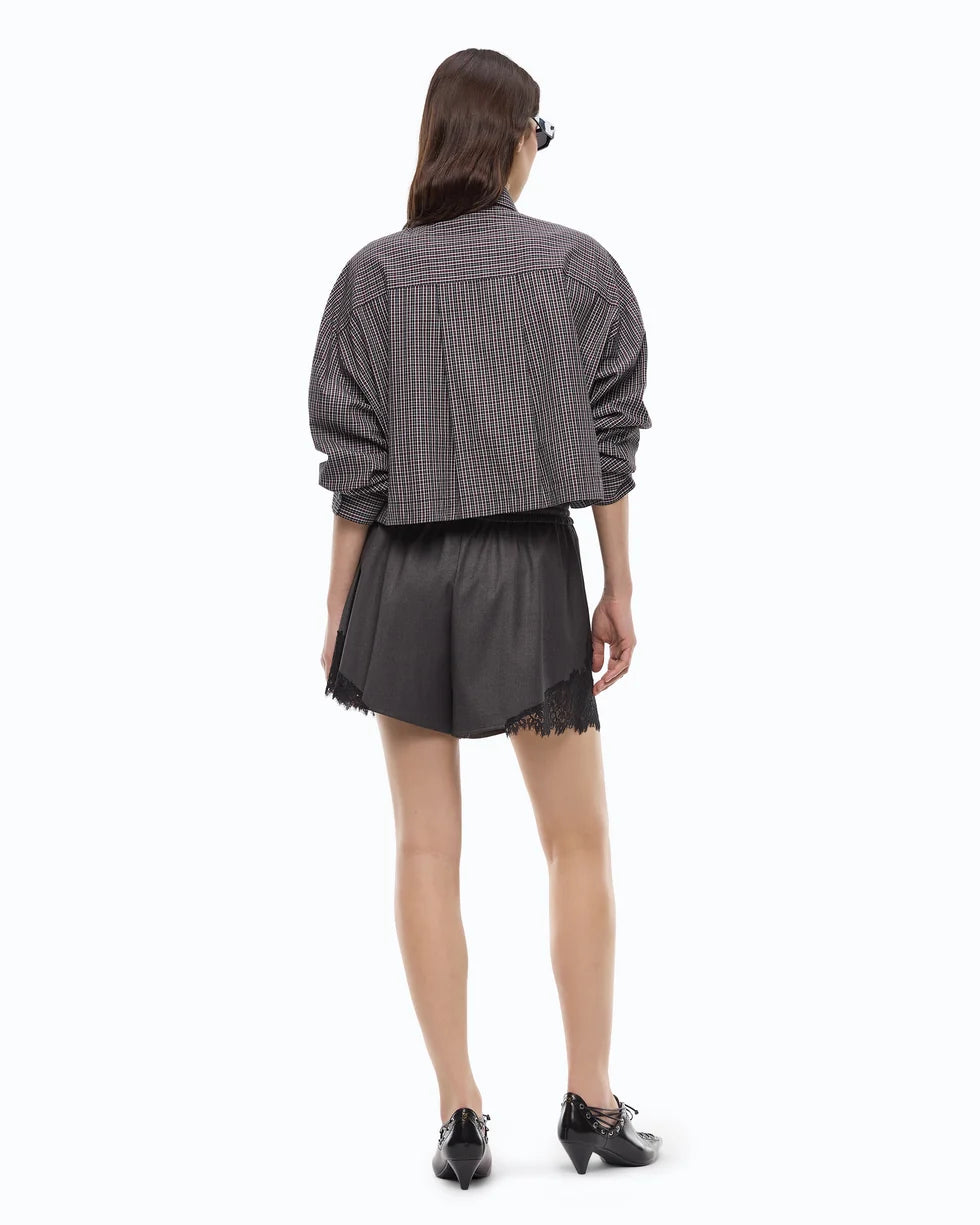 Pinko Camicia cropped a quadretti con cravatta Carlina