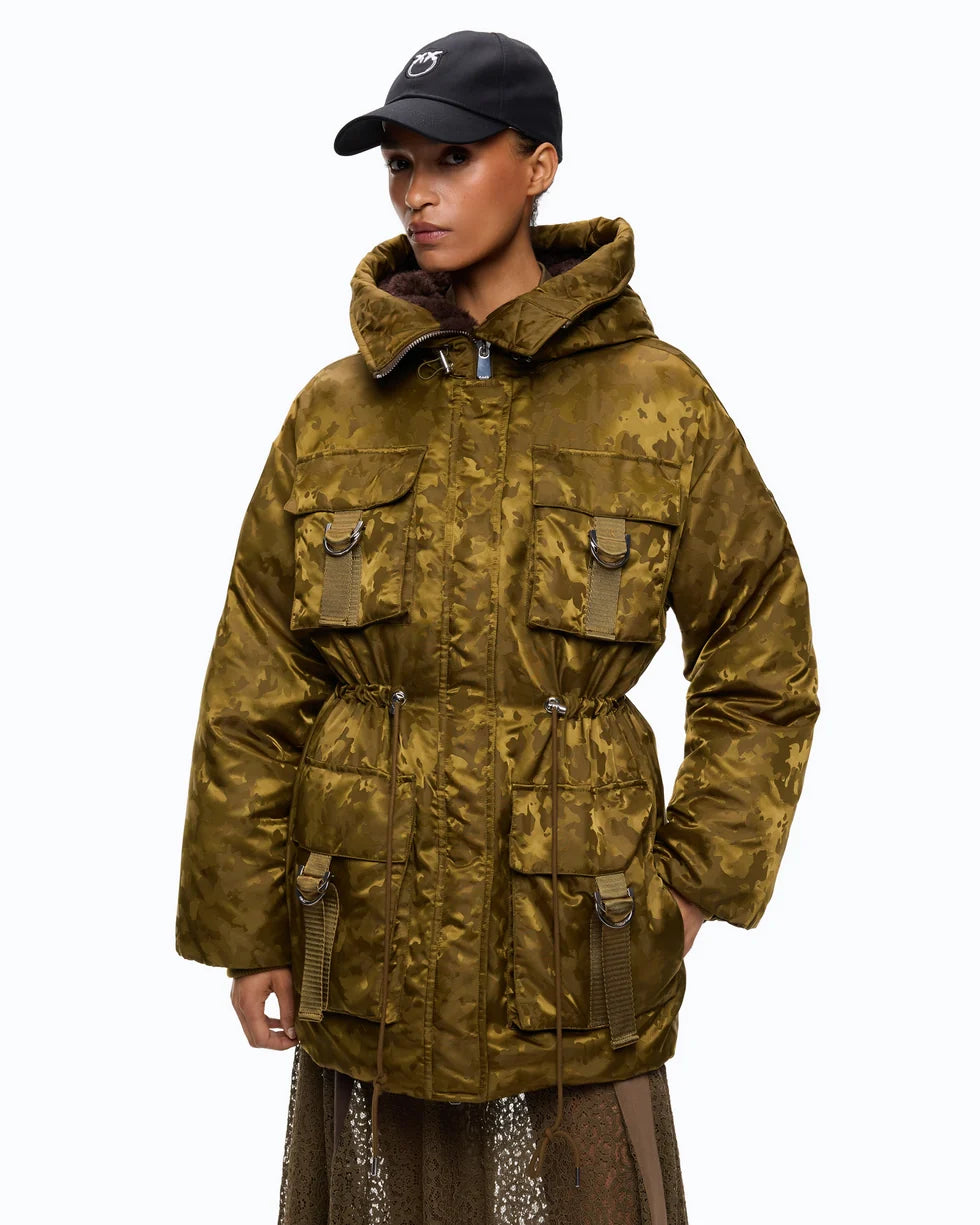 Pinko Piumino in raso tecnico camouflage Passito