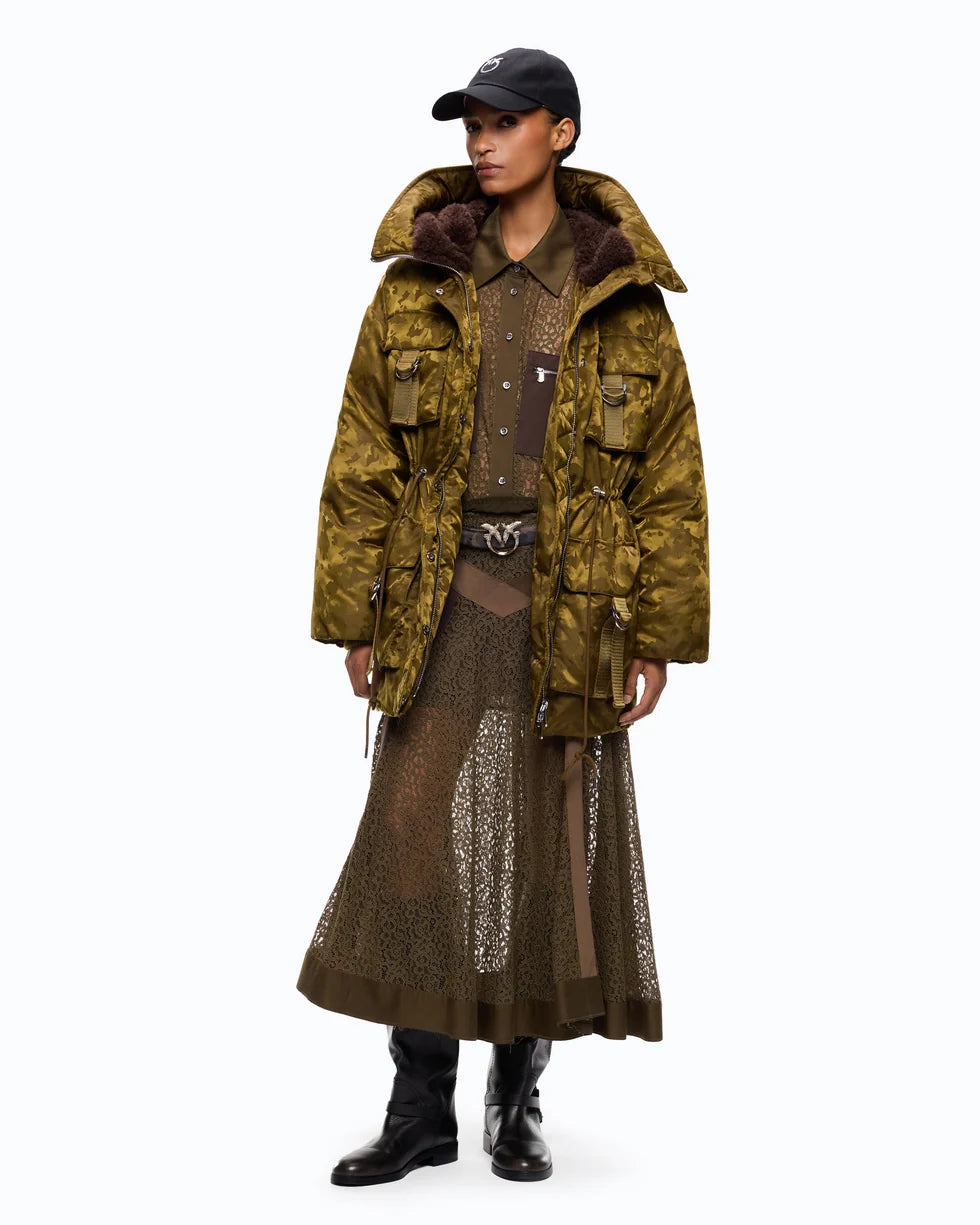 Pinko Piumino in raso tecnico camouflage Passito