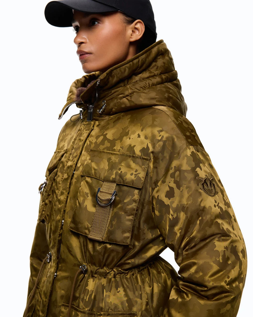 Pinko Piumino in raso tecnico camouflage Passito