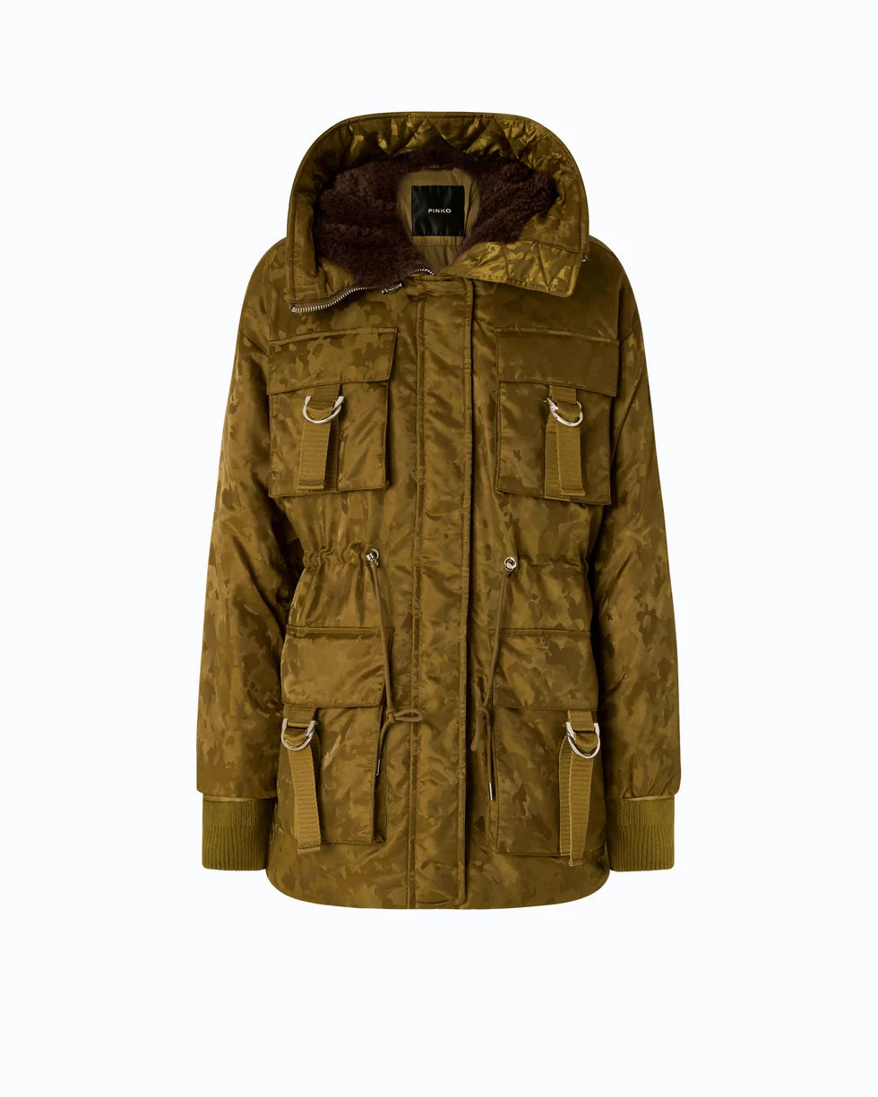 Pinko Piumino in raso tecnico camouflage Passito