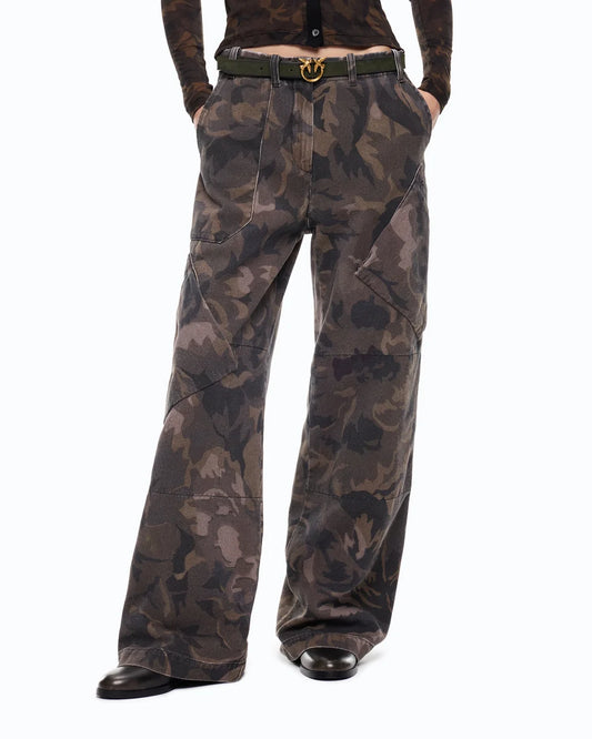 Pinko Pantaloni in cotone con motivo camouflage floreale Haiku