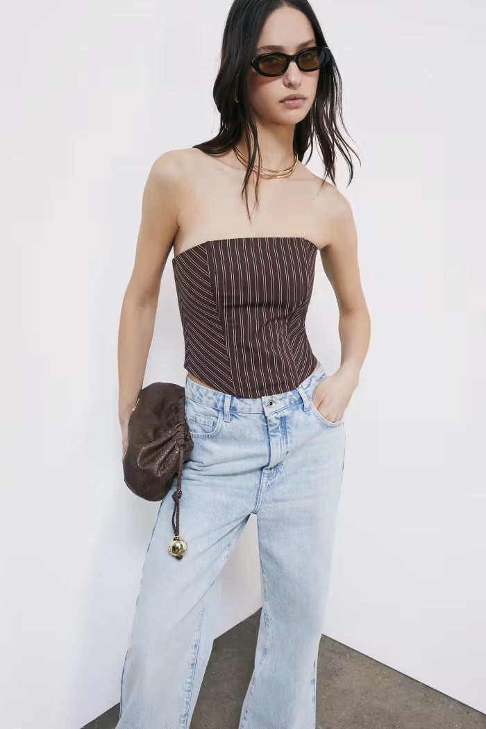 Patrizia Pepe Top bustier in popeline