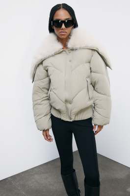 Patrizia Pepe Bomber corto oversize con collo fluffy