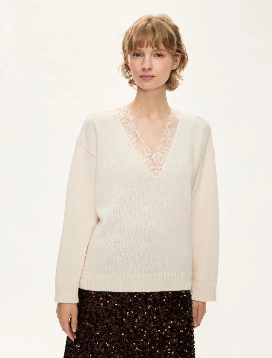 IBlues MAGLIA MORBIDA Panna Ricamo