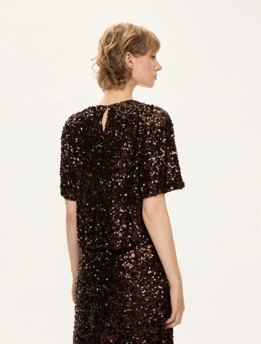 IBlues T-SHIRT IN PAILLETTES Marrone Basilio