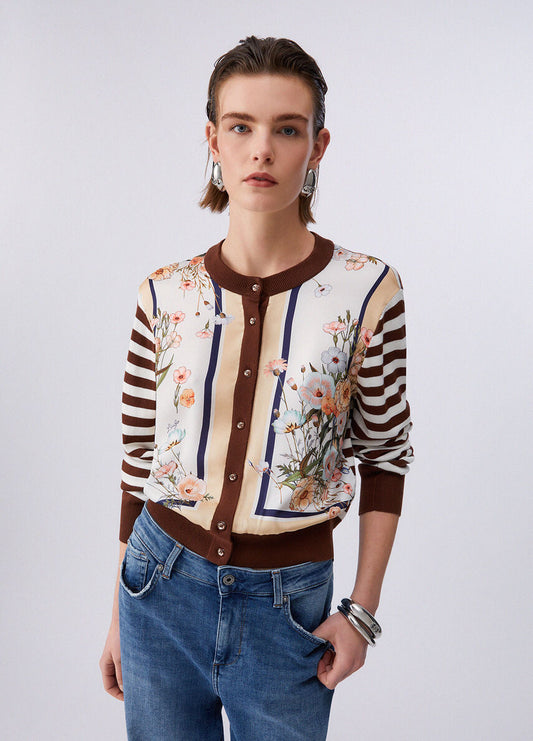 Liu Jo Cardigan con inserto in twill stampato